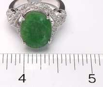 Terrific Massive 8.30CTS Emerald & Sapphire Halo Ring, Sterling Silver