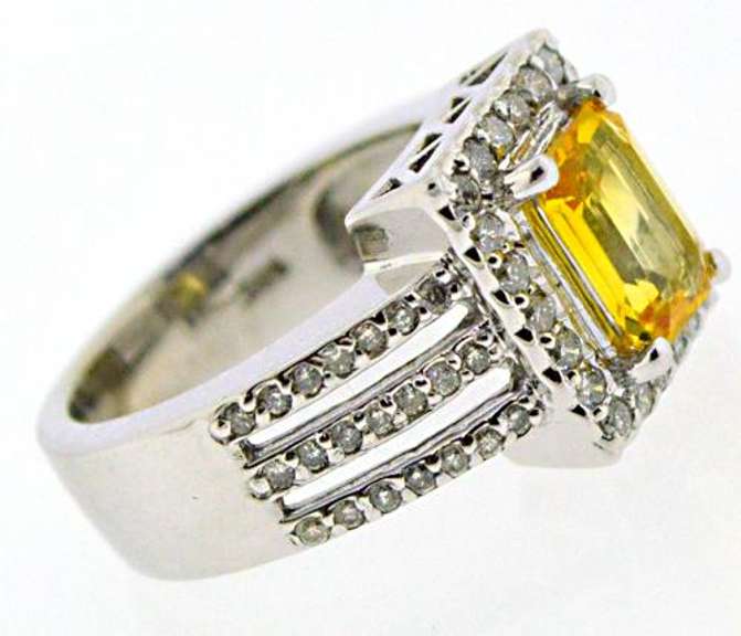 Stunning 14kt WG Yellow Topaz with Diamond Halo Ring