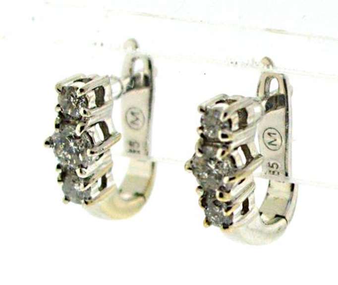 Stunning 14kt WG 3-Diamond Hoop Earrings