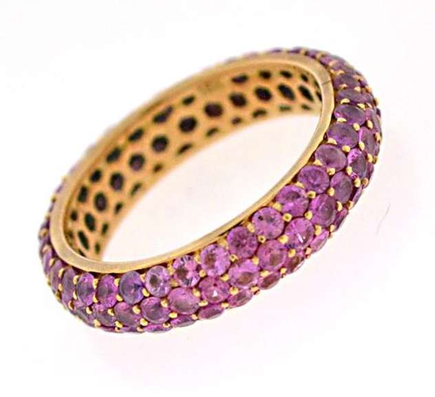 Stylish Pink Sapphire Dome Eternity Band