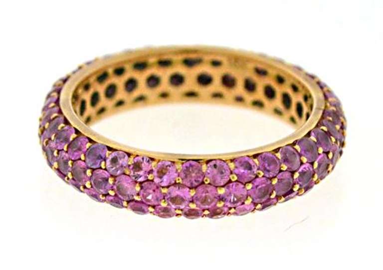 Stylish Pink Sapphire Dome Eternity Band