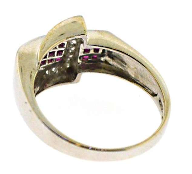 Flashy 14kt WG Pink Sapphire and Diamond Buckle Ring
