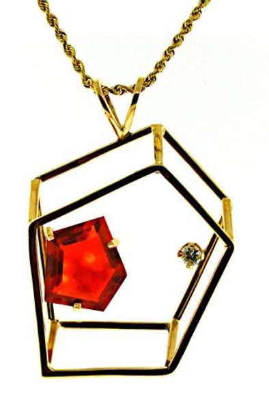 Pretty Orange CZ & Diamond Abstract Necklace