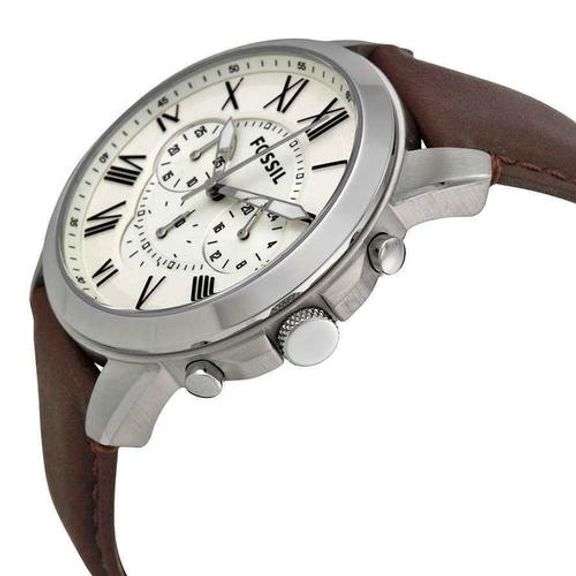 New Mens Fossil Chronograph w/ Brown Leather Strap