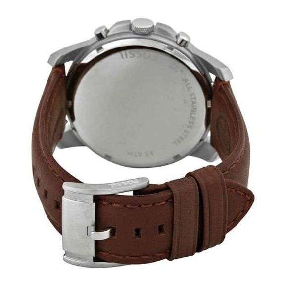 New Mens Fossil Chronograph w/ Brown Leather Strap