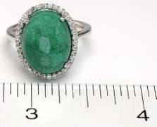Darling Cabochon Natural Emerald Ring with Sapphire Halo
