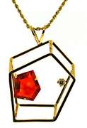 Pretty Orange CZ & Diamond Abstract Necklace