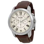 New Mens Fossil Chronograph w/ Brown Leather Strap