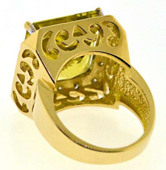 Stylish 14kt  Lime Quartz and Diamond Halo Ring