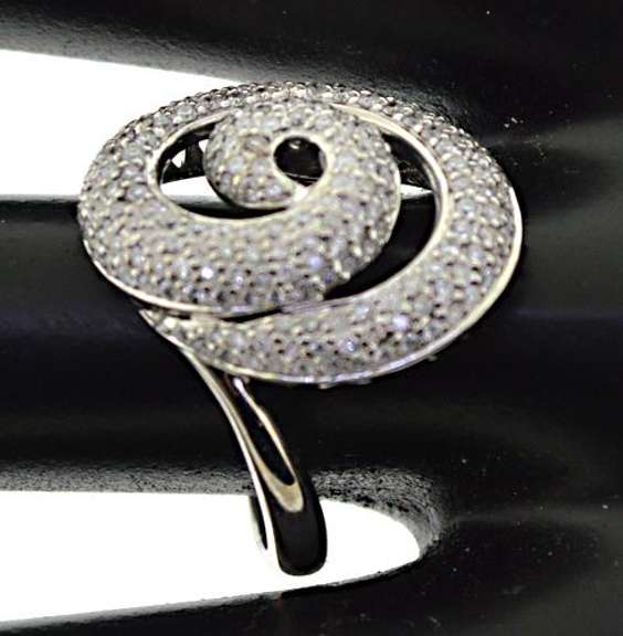 Modern White Gold Pave Diamond Swirl Ring