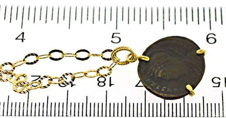 Exquisite 14kt YG Replica Ancient Coin Pendant on Chain