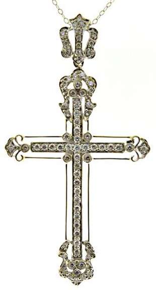 Shocking Large Diamond Cross White Gold Pendant