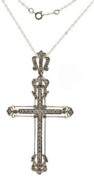 Shocking Large Diamond Cross White Gold Pendant