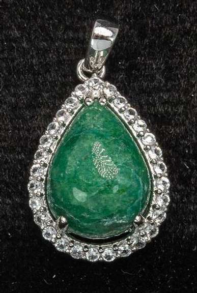 Exquisite Cabochon Emerald & White Sapphire Pendant