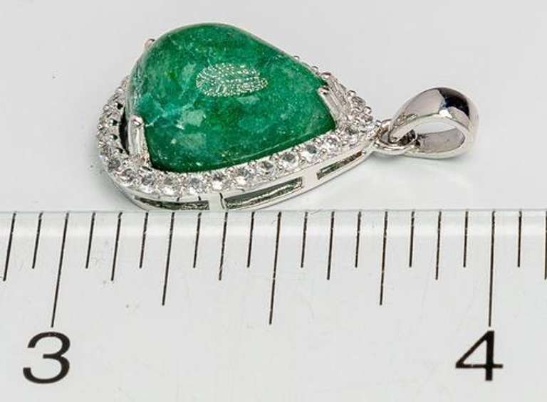 Exquisite Cabochon Emerald & White Sapphire Pendant