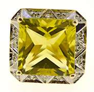 Stylish 14kt  Lime Quartz and Diamond Halo Ring