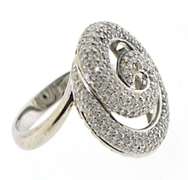 Modern White Gold Pave Diamond Swirl Ring