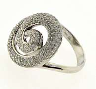 Modern White Gold Pave Diamond Swirl Ring