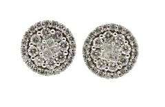 Bright White Gold Diamond Cluster Earrings