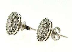 Bright White Gold Diamond Cluster Earrings