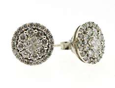 Bright White Gold Diamond Cluster Earrings