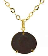 Exquisite 14kt YG Replica Ancient Coin Pendant on Chain