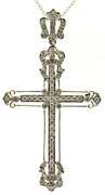 Shocking Large Diamond Cross White Gold Pendant