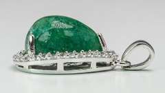 Exquisite Cabochon Emerald & White Sapphire Pendant