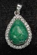 Exquisite Cabochon Emerald & White Sapphire Pendant