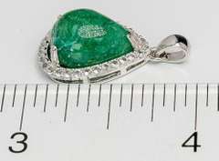 Exquisite Cabochon Emerald & White Sapphire Pendant