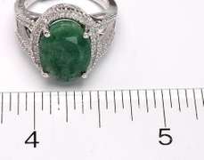 Shimmering Emerald & White Sapphire Ring, Sterling
