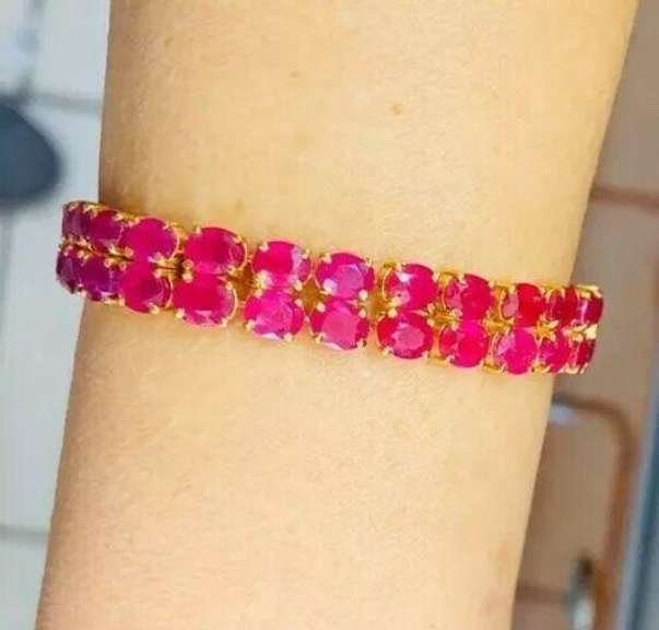 Stunning 31.00 Carat Ruby Bracelet in 14kt Gold