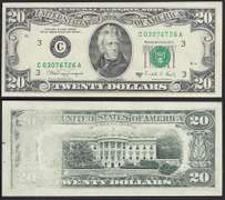 $20 1988-A FRN Insufficient inking on back Dramatic