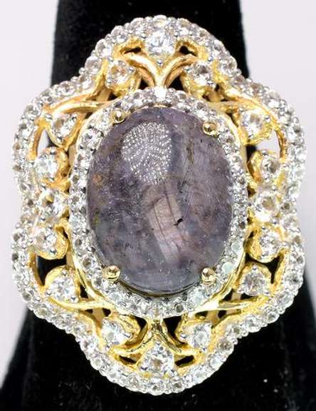 Sparkling Star Ruby & Sapphire Ring in 14KT Plated Sterling
