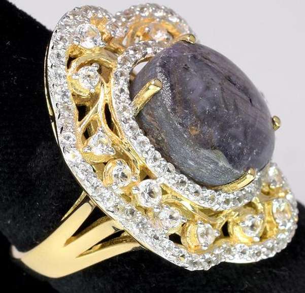 Sparkling Star Ruby & Sapphire Ring in 14KT Plated Sterling