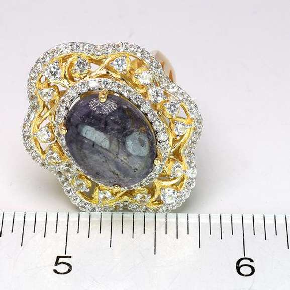 Sparkling Star Ruby & Sapphire Ring in 14KT Plated Sterling