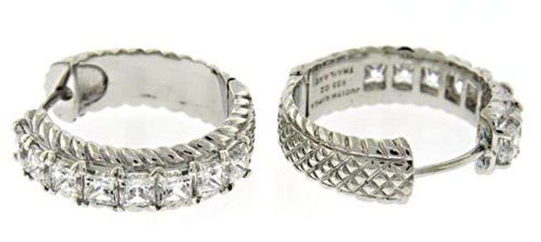 Sterling Silver Judith Ripka CZ Hoop Earrings