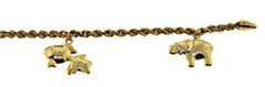 Pretty 18kt Animal Station Charm Bracelet on Rope Chain