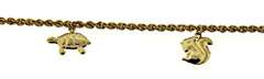 Pretty 18kt Animal Station Charm Bracelet on Rope Chain