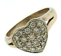 Fantastic Pave Diamond Heart Yellow Gold Ring
