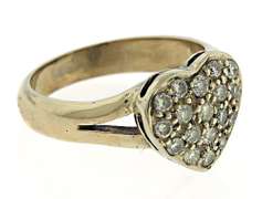 Fantastic Pave Diamond Heart Yellow Gold Ring