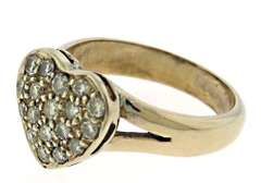 Fantastic Pave Diamond Heart Yellow Gold Ring