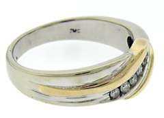 Handsome Gents' 14kt Two-Tone Diamond Wave Band