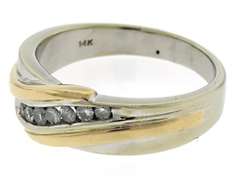 Handsome Gents' 14kt Two-Tone Diamond Wave Band