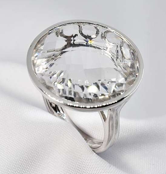 Audacious White Quartz Ring in 14K WG