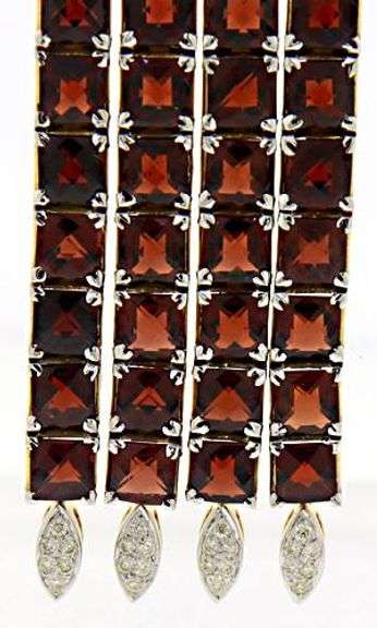 Phenomenal 18kt YG Almandite Garnet & Diamond Drape Necklace