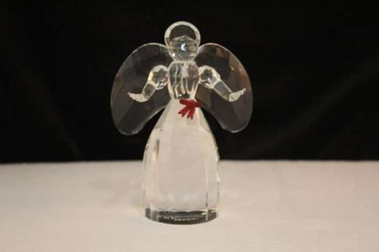 Crystal Angel with Ruby Bow