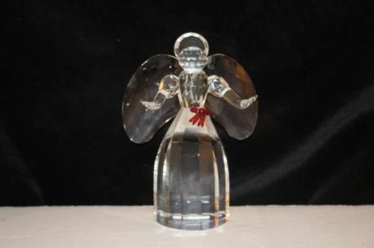 Crystal Angel with Ruby Bow