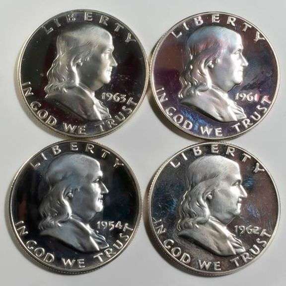 4 Mostly Deep Cameo Franklin Proof Halves
