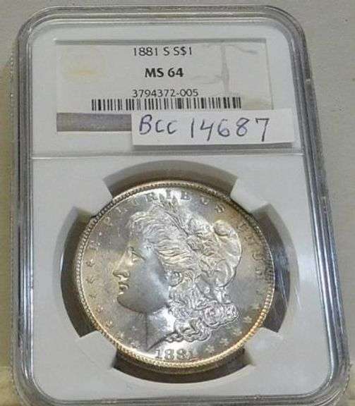 1881-S Morgan  Dollar, NGC MS-64, Near GEM, flashy